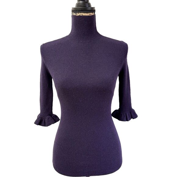 Burberry Women's Purple 100% Cashmere Half Sleeve Turtleneck Sweater Sz S - Picture 1 of 11